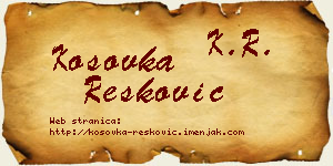 Kosovka Resković vizit kartica